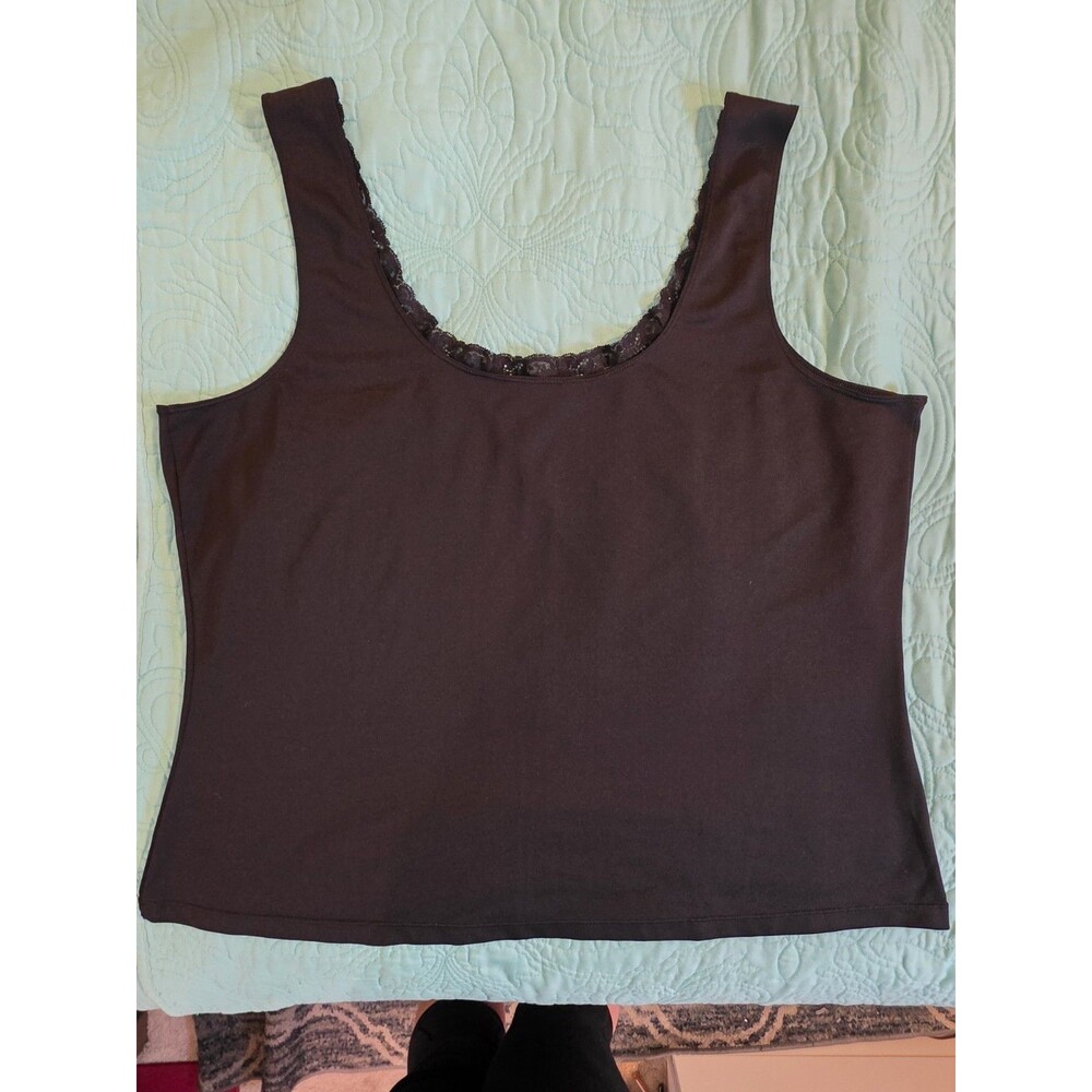 Avenue Body Women's Size‎ 22/24 Black Lace Trim Stretch Camisole/Tank Top